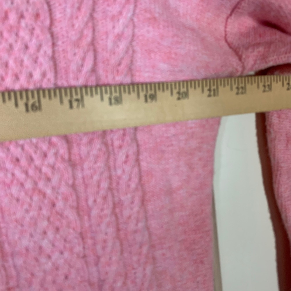 Talbots Pink Cable Knit Mock Neck Sweater with Button Cuff Detail Womens Large - Picture 6 of 9